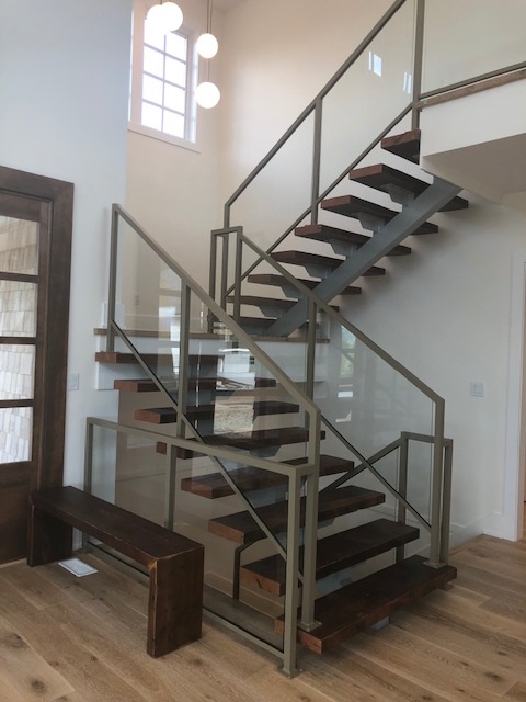aluminum and glass interior railing, glass, silver, modern, vancouver